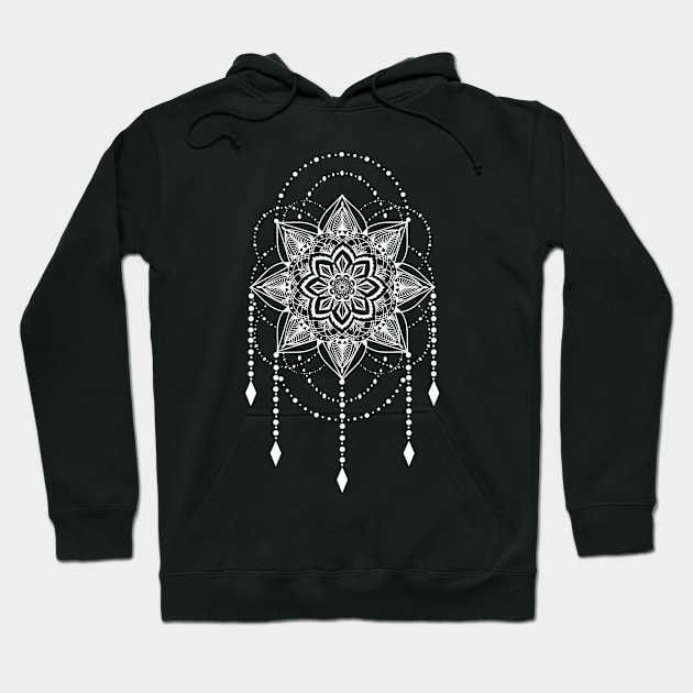 White flower mandala Hoodie by Morishasha